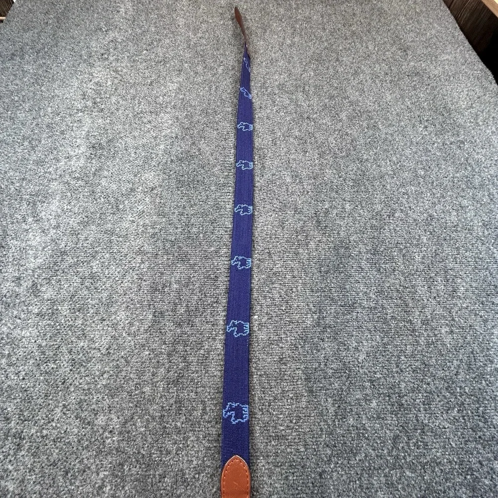Smathers & Branson needlepoint belt 38 Navy Blue Mountain Goat Ram USA Made